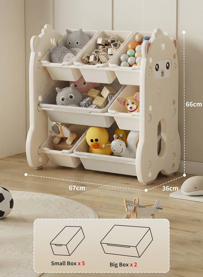 HomKawt Children Toy Storage Organizer with Large Capacity Bins, Toy Storage Rack & Toy Box Organizer, Kids Storage Bins Toy Boxes for Bedroom Playroom Nursery, Multi-Layer Toy Shelf Unit - Image 1